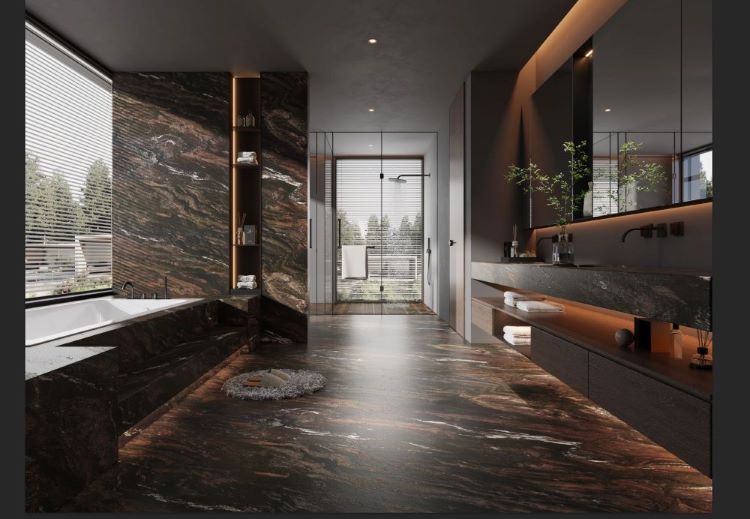 Lange Brown Marble Bathroom Design Lange Brown Marble Bathroom Design